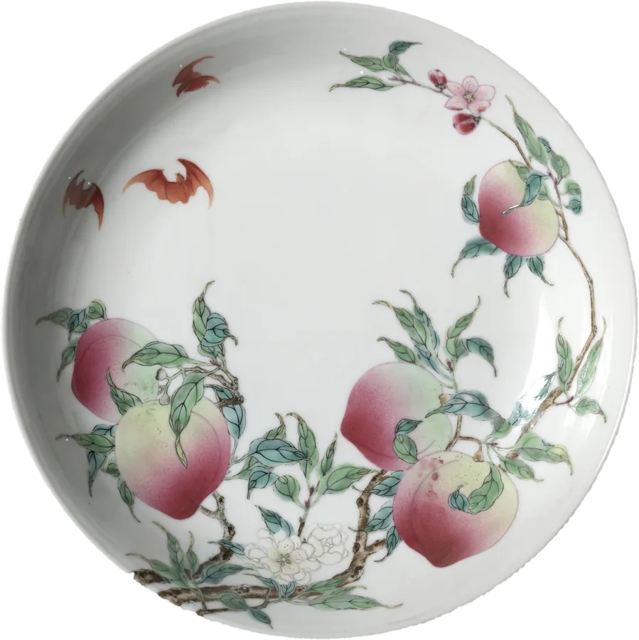 清 雍正 粉彩蝠桃纹盘，克利夫兰艺术博物馆 1930.639