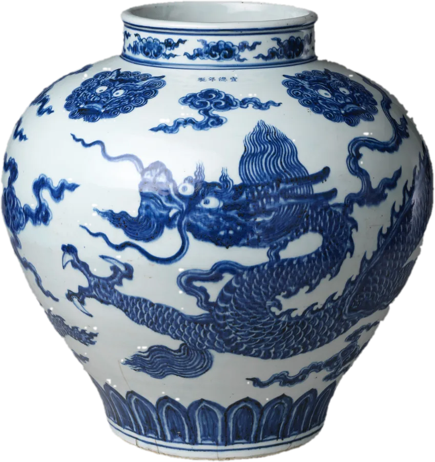 明 宣德 青花云龙纹罐，大都会艺术博物馆 37.191.1